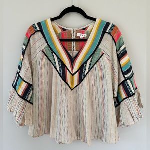 THML Oak Embroidered Bell Sleeve Top, NWOT